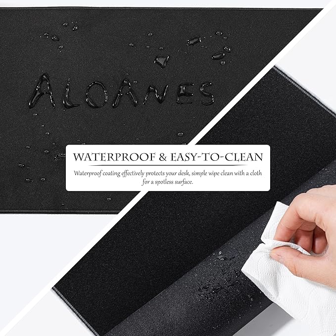 ALOANES Waterproof Mouse Pad, XL Gaming Keyboard Pad with Anti-Slip Base, Grain Jacquard Surface, Extend Desk pad for Gamer, Office & Home, Sea Wave Mousepad 31.5''x 11.8''x 0.12''