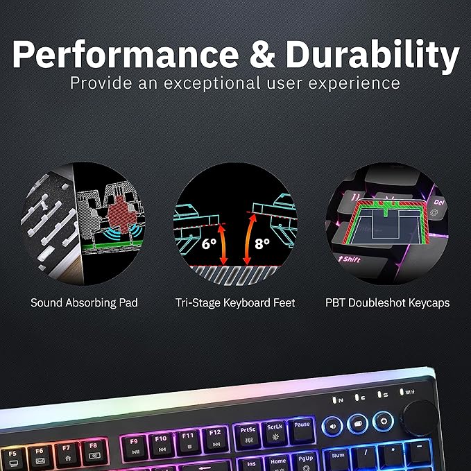 iRocks K71R Wireless RGB Mechanical Gaming Keyboard, Switches Brown,PBT 107 Keys NKRO,RGB Backlit,Pro Keyboard for Gaming and Work,Dual Interface Wireless & Wired, Windows Laptop PC Mac,Black