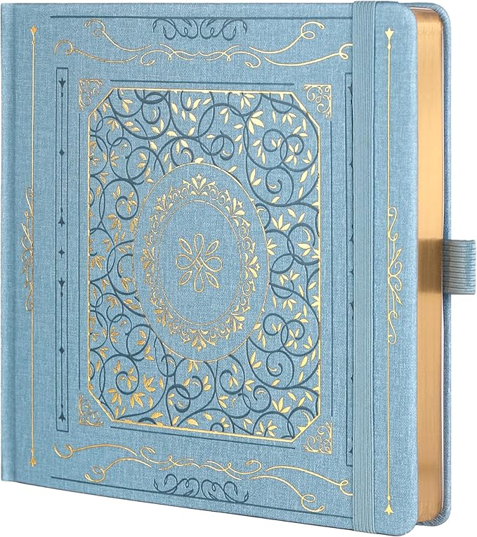 TIEFOSSI Dotted Journal Notebook, Dot Grid Notebook for Women Men, Hardcover PU Leather Journal, 160 GSM Thick Paper, 160 Numbered Pages with Gold Edges, 8 x 8 Square Diary