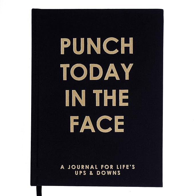Graphique Self-Care Journal - Punch Today in the Face - 256 Pages - Weekly Quote & Daily Fill in Interiors - Hardbound Fabric Cover - Ribbon Marker (6" x 8")