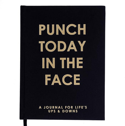 Graphique Self-Care Journal - Punch Today in the Face - 256 Pages - Weekly Quote & Daily Fill in Interiors - Hardbound Fabric Cover - Ribbon Marker (6" x 8")