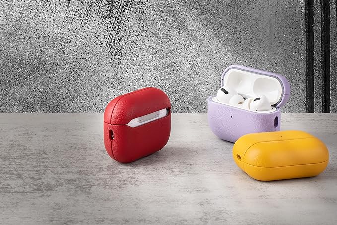 Lopie AirPods Pro 2 Leather Case, Handmade, Real Leather, Wireless Charging Compatible, 360-Degree Protection, Pink