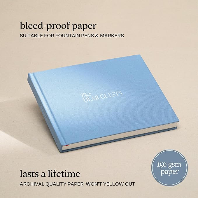 Kunitsa Co. Wedding Guest Book - Blank Sign in Book for Special Occasions, Something Blue Cover