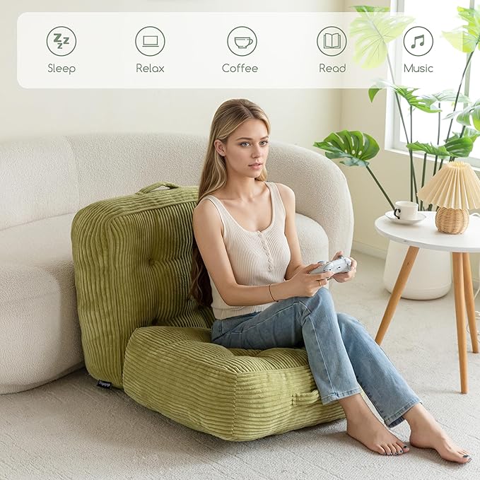 8" Washable Floor Pillow Cushion for Adults, Meditation Cushion Pillow, Large Square Floor Sitting, Removable Tufted Corduroy Cover, for Tatami Living Room or Yoga, 22x22 Inch, Machine Washable