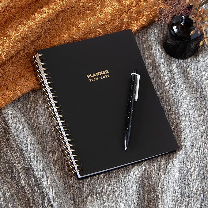 Blue Sky 2024-2025 Academic Year Weekly and Monthly Planner, 5" x 8", Flexible Cover, Wirebound, Black (150671)