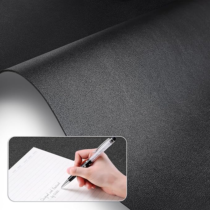 KINGFOM Desk Pad Office Desktop Protecter, PU Leather Desk Mat Blotters Organizer with Comfortable Writing Surface (31.4" x 15.7", Black)