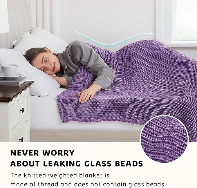 L'AGRATY Knitted Weighted Blanket - 48"x72" 20lbs Cooling Chunky Knit Heavy Blanket for Adults Braided Crochet Throw Thick Cable Yarn Knit Decorative Blanket No Beads Evenly Weighted Machine Washable