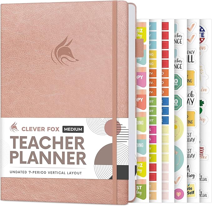Clever Fox Teacher Planner – School Year Planner with Calendars & Lesson Plans – Teacher Plan Book for Classroom & Homeschool Organization - Undated, A5 Size, Hardcover (Rose Gold)