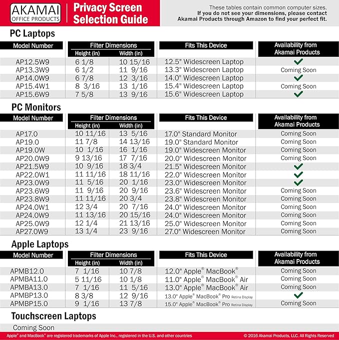 23.6 inch Computer Privacy Screen (16:9) - Black Security Shield - Desktop Monitor Protector - UV & Blue Light Filter by Akamai (23.6 inch Diagonally Measured, Black)