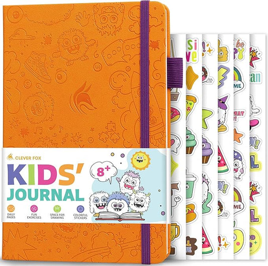 Clever Fox Kids’ Journal – Daily Feelings & Gratitude Notebook for 8+ Children – Child’s Planner & Mood Tracker for Journaling & Writing (Orange)