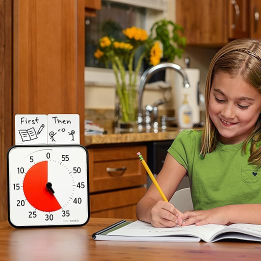 TIME TIMER 8 inch Visual Timer - 60 Minute Desk Countdown Clock with Dry Erase Activity Card, Also Magnetic - for Kids Classroom, Homeschooling Study Tool, Task Reminder, Home and Kitchen Timer