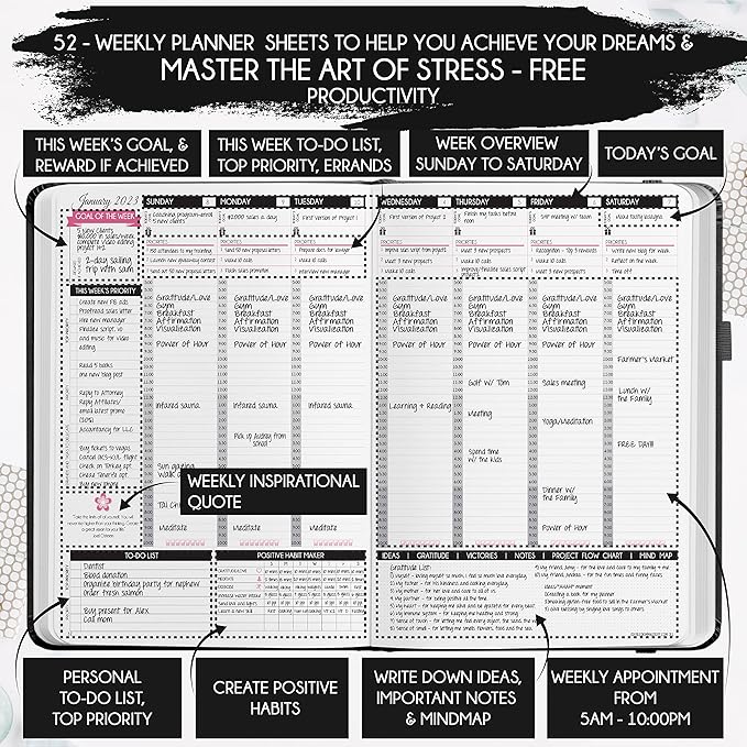 2026 Planner Weekly and Monthly | Law of Attraction Planner with Panduo App | A 12 Month Journey for Productivity, Gratitude & Goal Setting | Includes Foldable Vision Board, Gift Box & Stickers