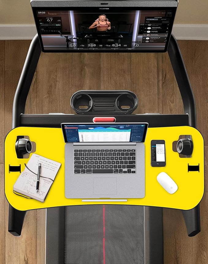 Treadmill Desk Attachment, Tread Tray Ergonomic Platform, Laptop Holder with Tablet Holder,New Universal Cooling Holes Laptop Stand for Home/Office(Yellow)