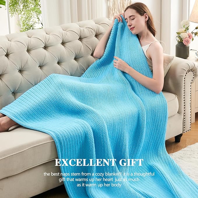 L'AGRATY Knitted Weighted Blanket - 50"x60" 10lbs Cooling Chunky Knit Heavy Blanket for Adults Braided Crochet Throw Thick Cable Yarn Knit Decorative Blanket No Beads Evenly Weighted Machine Washable