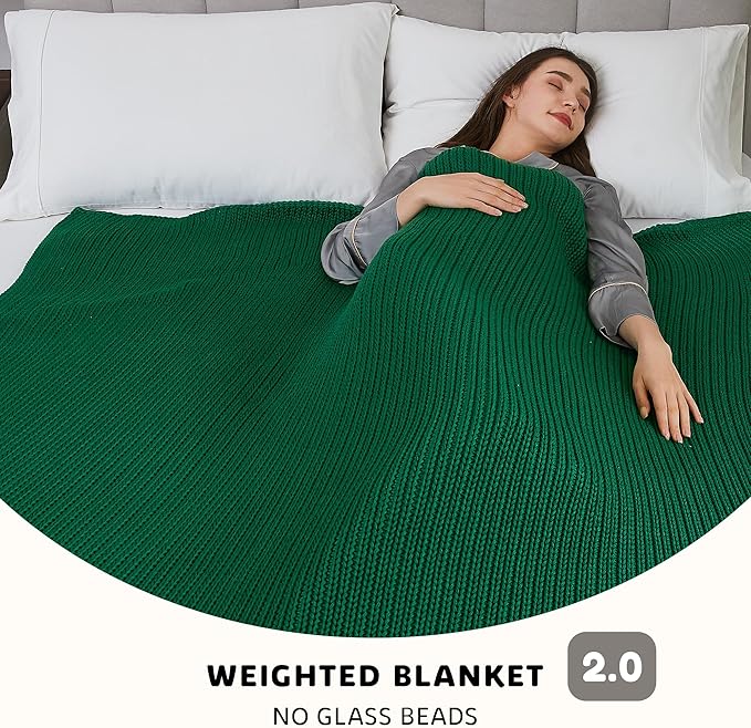 L'AGRATY Knitted Weighted Blanket - 60"x80" 15lbs Cooling Chunky Knit Heavy Blanket for Adults Braided Crochet Throw Thick Cable Yarn Knit Decorative Blanket No Beads Evenly Weighted Machine Washable