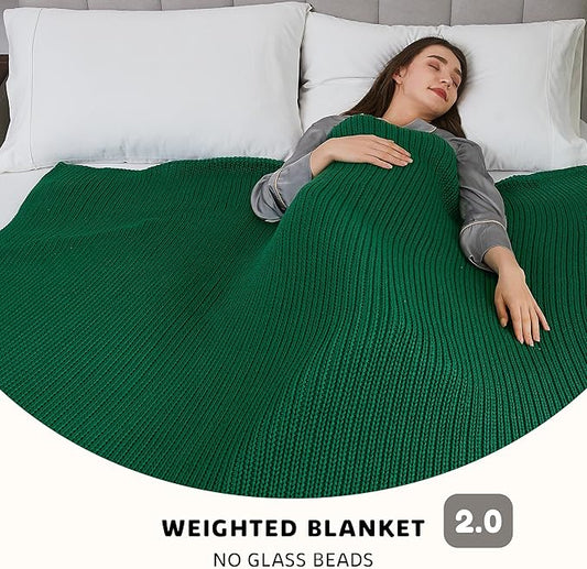 L'AGRATY Knitted Weighted Blanket - 60"x80" 15lbs Cooling Chunky Knit Heavy Blanket for Adults Braided Crochet Throw Thick Cable Yarn Knit Decorative Blanket No Beads Evenly Weighted Machine Washable