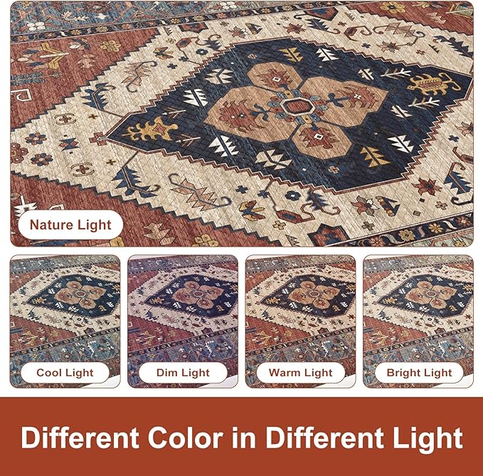 KIMODE Anti Fatigue Mat for Kitchen Floor, Boho Oriental Kitchen Rug, Non Slip Waterproof Kitchen Floor Mat, Vintage Kitchen Mat for Floor, Laundry, Office, Sink, Desk Red 20"x39"