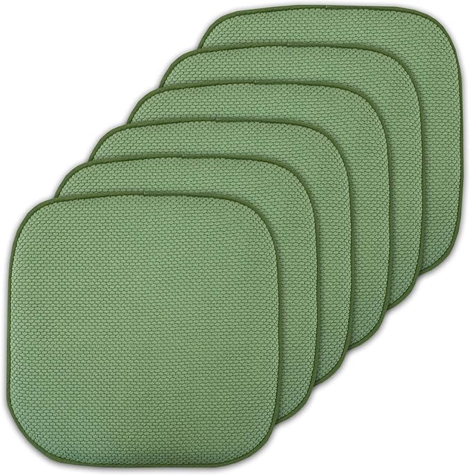 Sweet Home Collection Cushion Memory Foam Chair Pads Honeycomb Nonslip Back Seat Cover 16" x 16", 6 Pack, Green