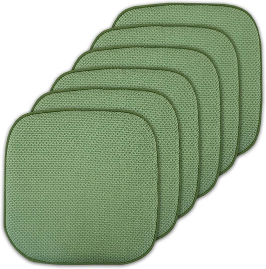 Sweet Home Collection Cushion Memory Foam Chair Pads Honeycomb Nonslip Back Seat Cover 16" x 16", 6 Pack, Green