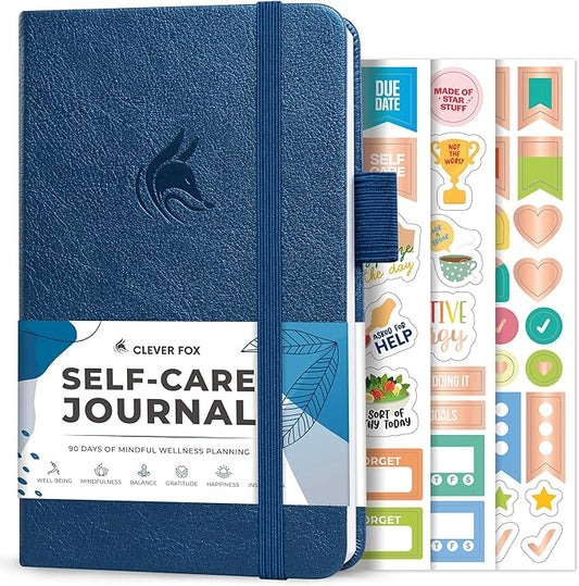 Clever Fox Self-Care Journal Pocket – Daily Reflection Notebook – Mental Health & Personal Development Planner, Meditation & Mood Log (Mystic Blue)