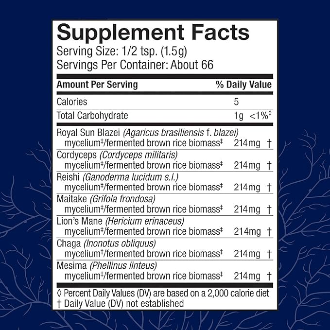Host Defense Stamets 7 Mushroom Powder - 7 Species Blend - Mushroom Supplement for Immune Support with Royal Sun Blazei, Cordyceps, Reishi, Maitake, Lion's Mane, Chaga & Mesima - 3.5 oz (66 Servings)*