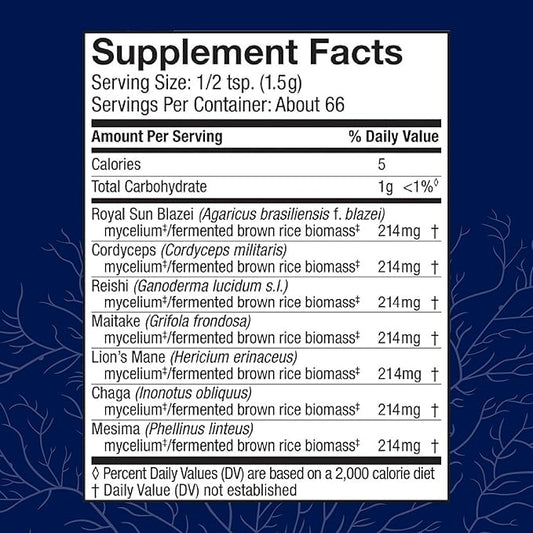 Host Defense Stamets 7 Mushroom Powder - 7 Species Blend - Mushroom Supplement for Immune Support with Royal Sun Blazei, Cordyceps, Reishi, Maitake, Lion's Mane, Chaga & Mesima - 3.5 oz (66 Servings)*