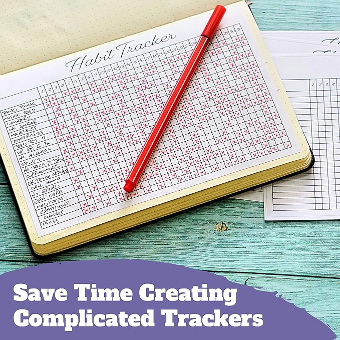 Habit Tracker Planner Stickers - x24 Sheets Habit Stickers - Journaling Supplies to Track Water, Sleep, Goals, Productivity, Gratitude, Mood and More - Weekly & Monthly Habit Trackers