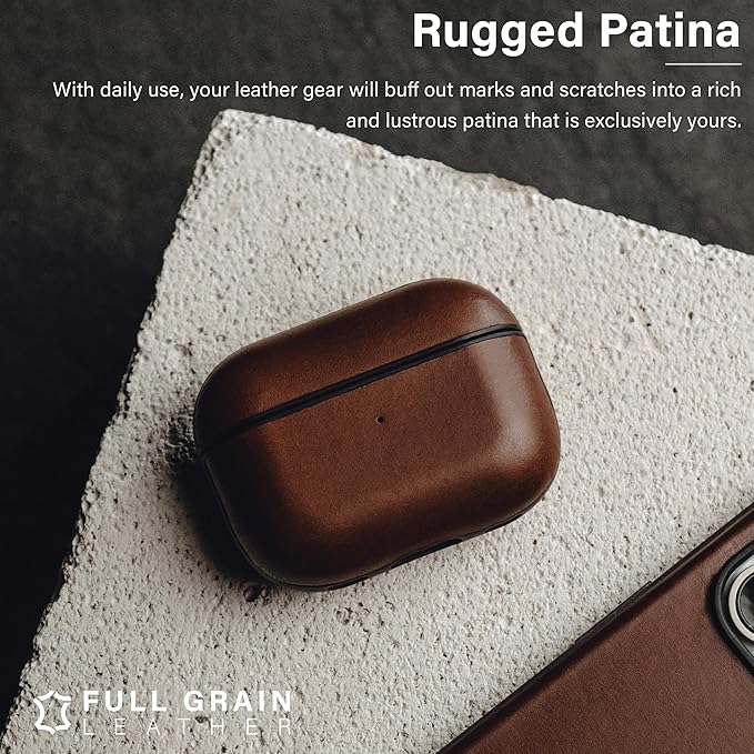 Leather Impact Airpods Pro 2nd Generation Case | Compatible with Airpods Pro Case 2nd Gen | Genuine Leather | MagSafe | Full Drop Protection | Airpod Pro Case (Dark Brown)