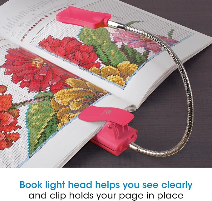 OttLite LED 2 in 1 Sewing Machine Light | Clip Lamp, Sewing Machine Lamp | Lighted 3X Optical Grade Magnifier, 5X Spot Viewer | Great for Home, Workshop (Pink)