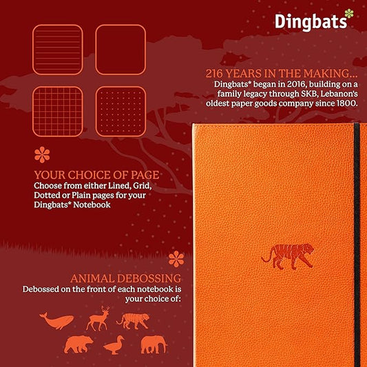 Dingbats* - Wildlife Lined Extra Large A4 Notebook - PU Leather Hardcover Journal for Work, Writing - Pocket, Elastic Closure, Pen Holder, Bookmark