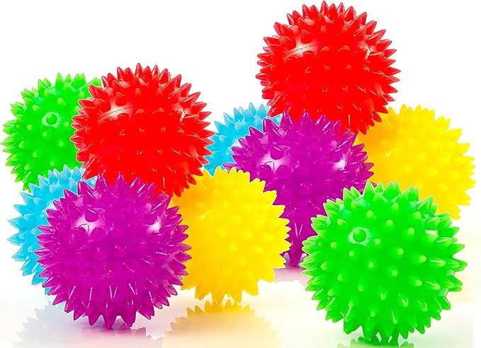 IMPRESA Spiky Fidget Balls - 10-Pack, Multicolor - Stress Ball & Squeeze Toy for Kids & Adults