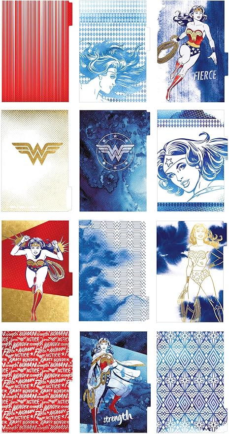 Paper House Productions DC Comics Wonder Woman 12 Month Undated 7.5" Planner with Month and Event Flag Stickers - Logo on Red