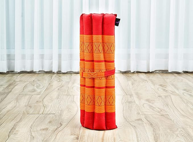 Leewadee Meditation Cushion Set – 1 Small Zafu Yoga Pillow and 1 Small Roll-Up Zabuton Mat Filled with Kapok