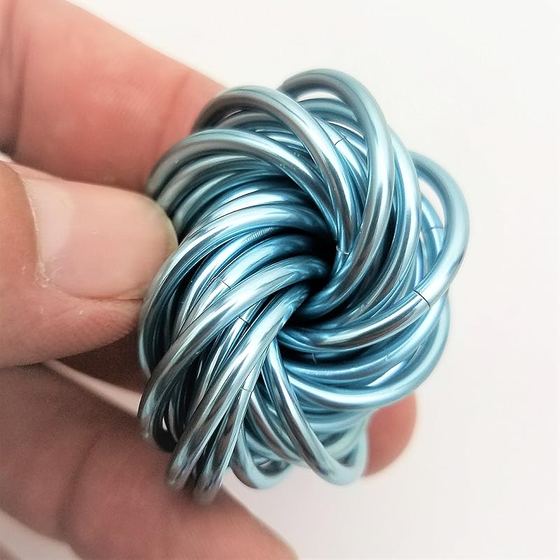 Möbii Fidget Ball (Solid Color): Quiet Mobius ADHD Anxiety Stim Stress Relief Toy Tool for Home Travel Office or Desk (Medium, Full, Crystal Blue)