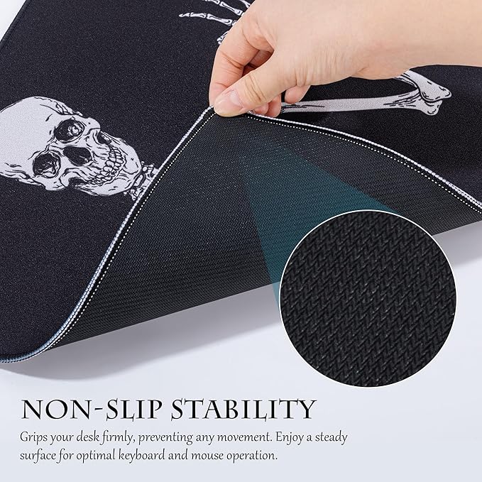 ALOANES Waterproof Mouse Pad with Durable Stitched Edge, Large Gaming Keyboard Pad, Non-Slip Rubber Base, Extended Desk pad for Gamer, Office & Home, Left Skeleton Mousepad 27.6''x 11.8''x 0.12''