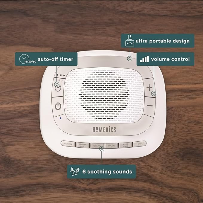 Homedics Rejuvenate White Noise Sound Machine. Travel Sound Machine for Sleep and Relaxing. Great for Travel, Nursery’s and Babies. 6 Relaxing Nature Sounds, Auto-Off Timer