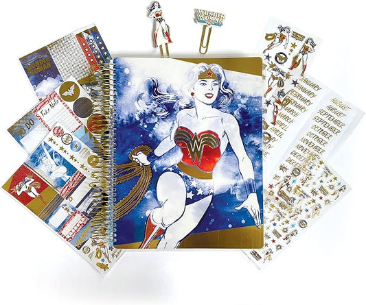 Paper House Productions DC Comics Wonder Woman 12 Month Undated Planner Set with Month and Event Flag Stickers and More!