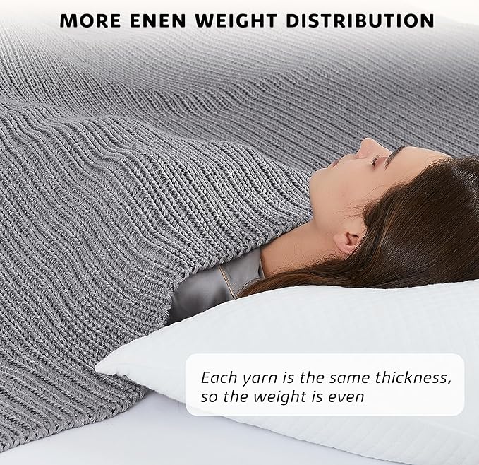 L'AGRATY Knitted Weighted Blanket - 60"x80" 15lbs Cooling Chunky Knit Heavy Blanket for Adults Braided Crochet Throw Thick Cable Yarn Knit Decorative Blanket No Beads Evenly Weighted Machine Washable
