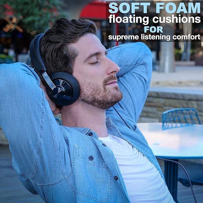 Philips SHP6000 Wired Headphones Studio Monitor & Mixing DJ Stereo Headsets Over Ear Headphones Wired Noise Isolation with High Resolution Audio, Deep Bass and Superior Comfort