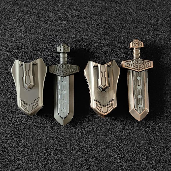 EDC Sword Decompression Toys Fidget Sliders Fidget Toys Stress Relief for Adults Magnetic Metal Toys Anti-Anxiety Office Desk Toys (Grey+Bronze)
