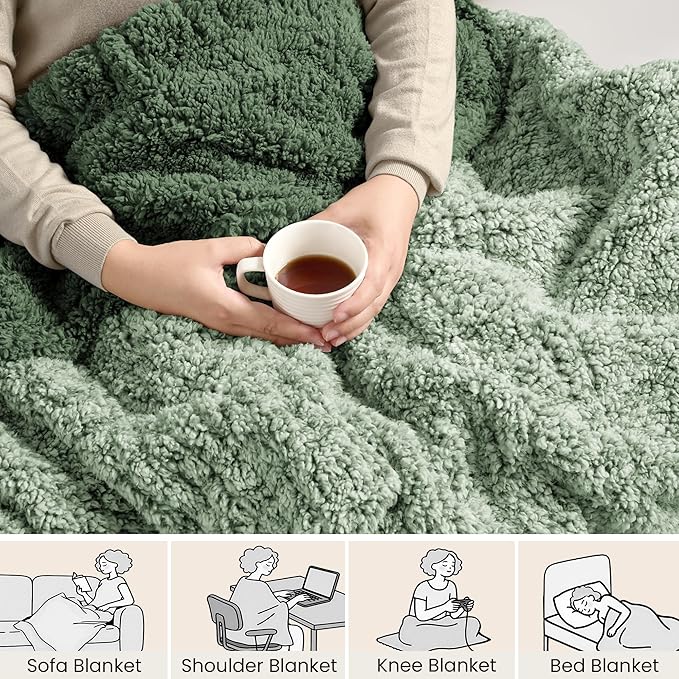Electric Heated Blanket Queen 84x90 inches, Fast Heating w/ 10 Heat Settings & 2/4/8/10H Auto Timer, Double-Sided Sherpa, Ultra Soft & Cozy for Couch, Bed, Office, Machine Washable