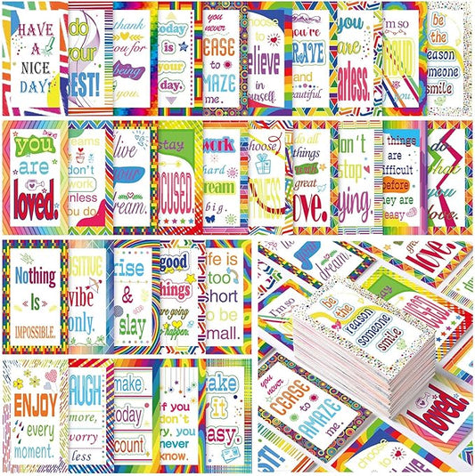 Jinei 300 Inspirational Affirmation Cards Positive Motivational Cards Small Mini Encouragement Quotes for Women Church End of the Year Teacher Gifts(Rainbow Style)