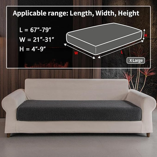 Couch Cushion Covers for Sectional Sofa, Stretch Soft Sofa Slipcovers Washable Wear-Resistant Universal Furniture Protector for Living Room(1 Piece Oversized Cover, Dark Gray)