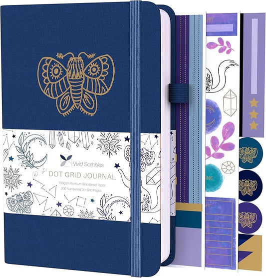 Dotted Journal – 160gsm Bleed Proof Thick White Paper – 200 Numbered Dot Grid Pages – 5.8 x 8.3 inch Bullet Dotted Notebook