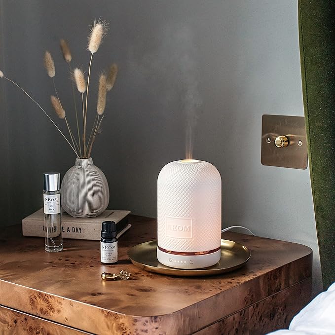 NEOM – Essential Oil Diffuser for Home | Wellbeing Aromatherapy Diffusers | Ceramic Cover, LED Light & Timer | Best for Medium Spaces | Plug in Diffuser for Essential Oils | Home Fragrance