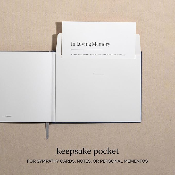 Kunitsa Co. Funeral Guest Book for Memorial Service, in Loving Memory, Navy Blue Cover