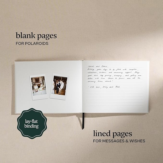 Kunitsa Co. Wedding Guest Book - Blank Sign in Book for Special Occasions, Oat Linen Cover