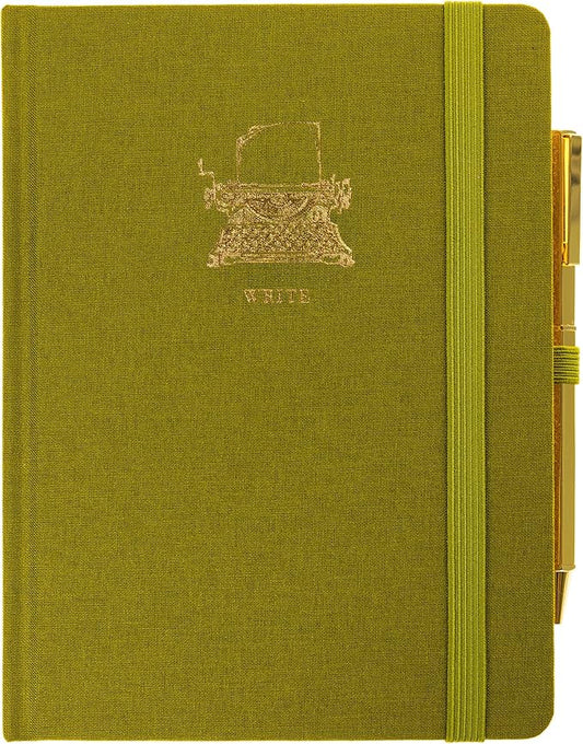 Graphique Typewriter Lined Journal Plus Pen Luxe Collection, Hardcover Diary Notebook for Writing, Gold Foil Embossing, 160 Pages, 6” x 8”