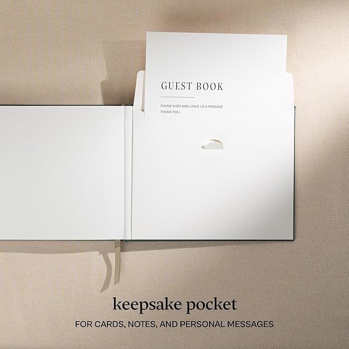 Kunitsa Co. Wedding Guest Book - Blank Sign in Book for Special Occasions, Evergreen Cover