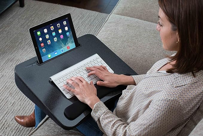 Sofia + Sam All Purpose Lap Desk (Black Sparkle Top) with Tablet Slot | Supports Laptops Up to 17 Inches